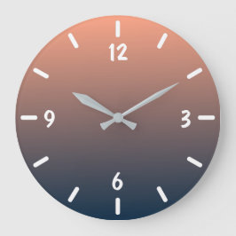 ネイビモダンーブルーとサンゴのグラデーション ラージ壁時計