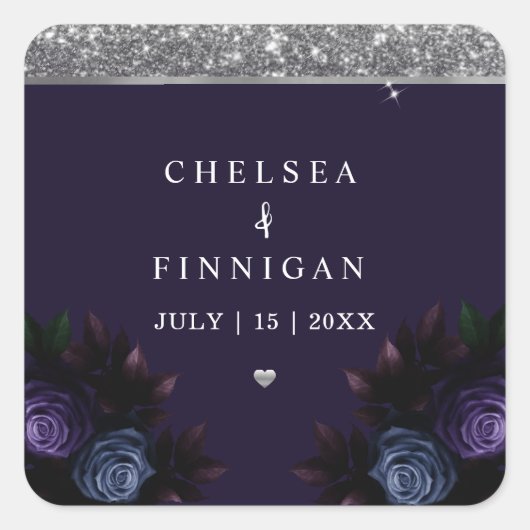 ネイビモダンーブルーとシルバーの追加ロゴ スクエアシール (正面)