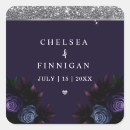 ネイビモダンーブルーとシルバーの追加ロゴ スクエアシール