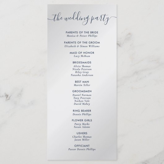 ネイビモダンーブルーとシルバーウィズ結婚 プログラム (裏面)