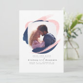 ネイビモダンーブルーとピンクが日付の写真を救う セーブザデート (スタンド正面)