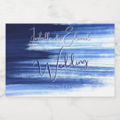 ネイビモダンーブルーとホワイトウォーターのブラシストローク スパークリングワインラベル (シングルラベル)