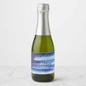 ネイビモダンーブルーとホワイトウォーターのブラシストローク スパークリングワインラベル (正面)