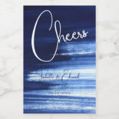 ネイビモダンーブルーとホワイトウォーターのブラシストローク ワインラベル (シングルラベル)