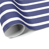 ネイビモダンーブルーとホワイトストライプシックエレガント ラッピングペーパー (ロールコーナー)