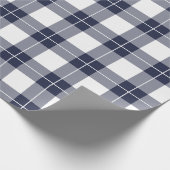 ネイビモダンーブルーとホワイトプレイドパターン ラッピングペーパー (角)