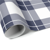 ネイビモダンーブルーとホワイトプレイドパターン ラッピングペーパー (ロールコーナー)