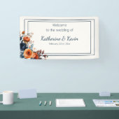 ネイビモダンーブルーと焦げオレンジ結婚ズ 横断幕 (トレードショー)