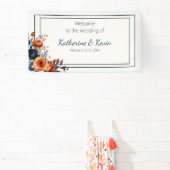 ネイビモダンーブルーと焦げオレンジ結婚ズ 横断幕 (インサイチュ)