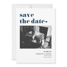 ネイビモダンーブルーはっきりしたタイポグラフィとハート写真