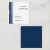 ネイビモダンーブルーエレガントウォーター色 スクエア名刺 (正面/裏面)