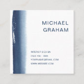 ネイビモダンーブルーエレガントウォーター色 スクエア名刺 (正面)
