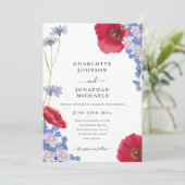 ネイビモダンーブルーエレガントワイルドフラワー結婚フローラ 招待状 (スタンド正面)