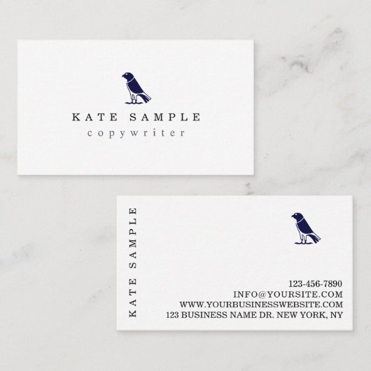 ネイビモダンーブルーコピーライターパーソナルブランドバード 名刺 (正面/裏面)