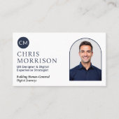 ネイビモダンーブルーシンプルプロフェッショナル写真 名刺 (正面)