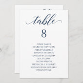 ネイビモダンーブルースクリプトテーブル番号座席表 招待状 (正面/裏面)