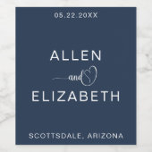 ネイビモダンーブルースタイリッシュズ結婚シャンパン ワインラベル (シングルラベル)