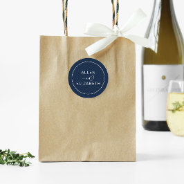 ネイビモダンーブルースタイリッシュ結婚の封筒用シール ラウンドシール