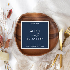 ネイビモダンーブルースタイリッシュ結婚ズ スタンダードカクテルナプキン