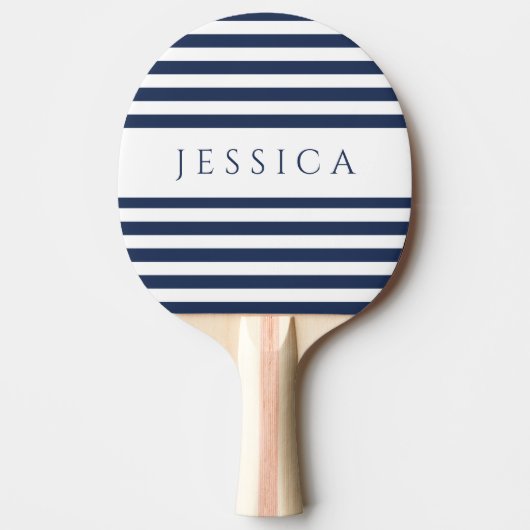 ネイビモダンーブルーストライプの名前をカスタムする 卓球ラケット (正面)