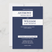 ネイビモダンーブルーストライプホワイト結婚ズ 招待状 (正面)