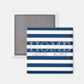 ネイビモダンーブルーストライプ，ホームスウィートホーム マグネット (正面/裏面)