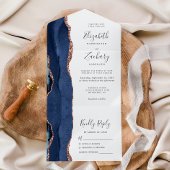 ネイビモダンーブルーバラ金ゴールドアガテ結婚ス オールインワン招待状