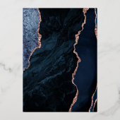 ネイビモダンーブルーバラ金ゴールドアガテ結婚ス 箔招待状 (裏面)