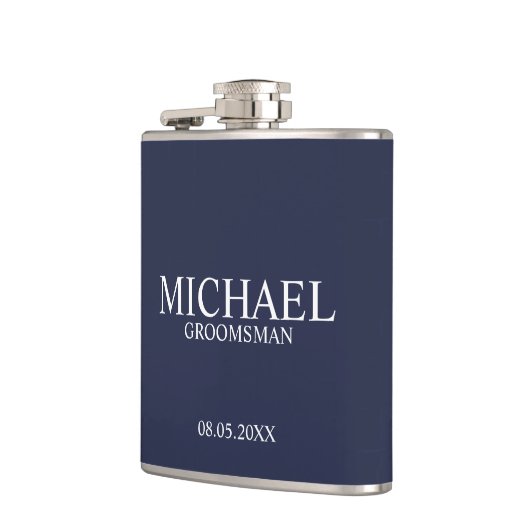 ネイビモダンーブルーパーソナライズされたグロムスマン フラスク (左)