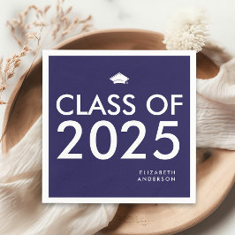 ネイビモダンーブルーパーソナライズされた卒業党 スタンダードカクテルナプキン