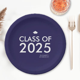 ネイビモダンーブルーパーソナライズされた卒業党 ペーパープレート