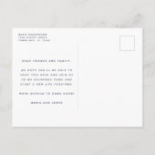 ネイビモダンーブルービーチ結婚式保存日 案内ポストカード (裏面)