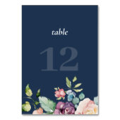 ネイビモダンーブルーフローラの結婚テーブルカード番号 テーブルナンバー (正面)