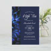 ネイビモダンーブルーフローラハイティーブライダルシャワー 招待状 (スタンド正面)
