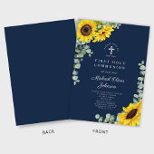ネイビモダンーブルーフローラ第一聖餐式 招待状