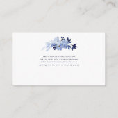 ネイビモダンーブルーフローラQRコードの結婚詳細 エンクロージャーカード (裏面)