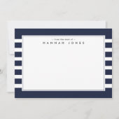ネイビモダンーブルーホワイトストライプの縁ど ノートカード (正面)