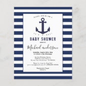ネイビモダンーブルーホワイトボーイベビーシャワーの招待状 チラシ (正面)