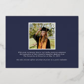 ネイビモダンーブルー写真卒業発表 箔招待状 (裏面)