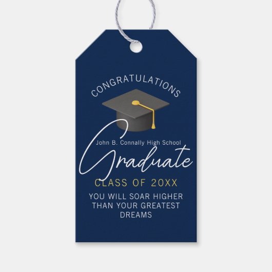 ネイビモダンーブルー卒カスタム業卒業会 ギフトタグ (正面)