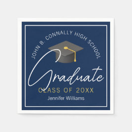 ネイビモダンーブルー卒カスタム業卒業会 スタンダードカクテルナプキン