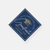 ネイビモダンーブルー卒カスタム業卒業会 スタンダードカクテルナプキン (角)