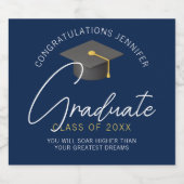 ネイビモダンーブルー卒カスタム業卒業会 スパークリングワインラベル (シングルラベル)