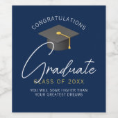 ネイビモダンーブルー卒カスタム業卒業会 ワインラベル (シングルラベル)