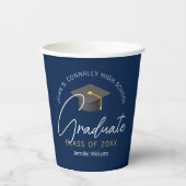 ネイビモダンーブルー卒カスタム業卒業会 紙コップ (正面)