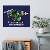 ネイビモダンーブルー卒業キャップフォトコラージュ ポスター