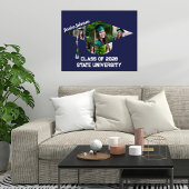 ネイビモダンーブルー卒業キャップフォトコラージュ ポスター