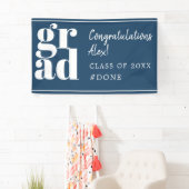 ネイビモダンーブルー卒業パーティバナー 横断幕 (インサイチュ)