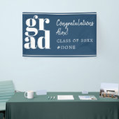 ネイビモダンーブルー卒業パーティバナー 横断幕 (トレードショー)