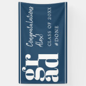 ネイビモダンーブルー卒業パーティバナー 横断幕 (縦)
